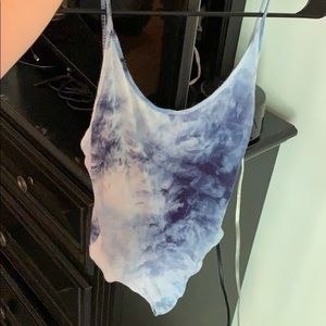 L.A Hearts blue and white tie dye bodysuit